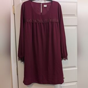 Elegant Plum Long Sleeve Dress
